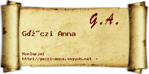 Géczi Anna névjegykártya